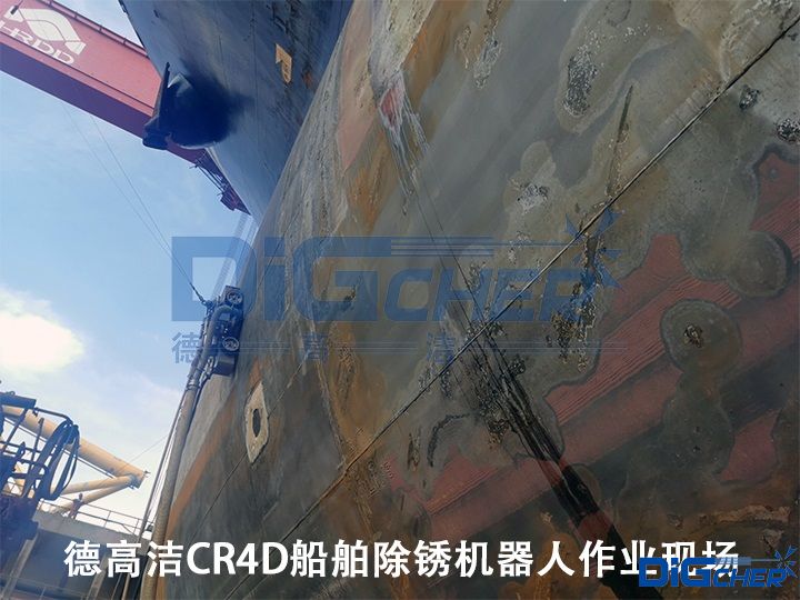 德高潔CR4D船舶除銹機器人作業現場
